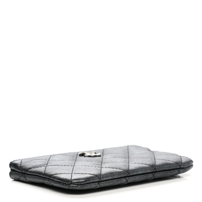 Chanel Metallic Goatskin Quilted Small Cosmetic Case Dark Grey 4 of 8