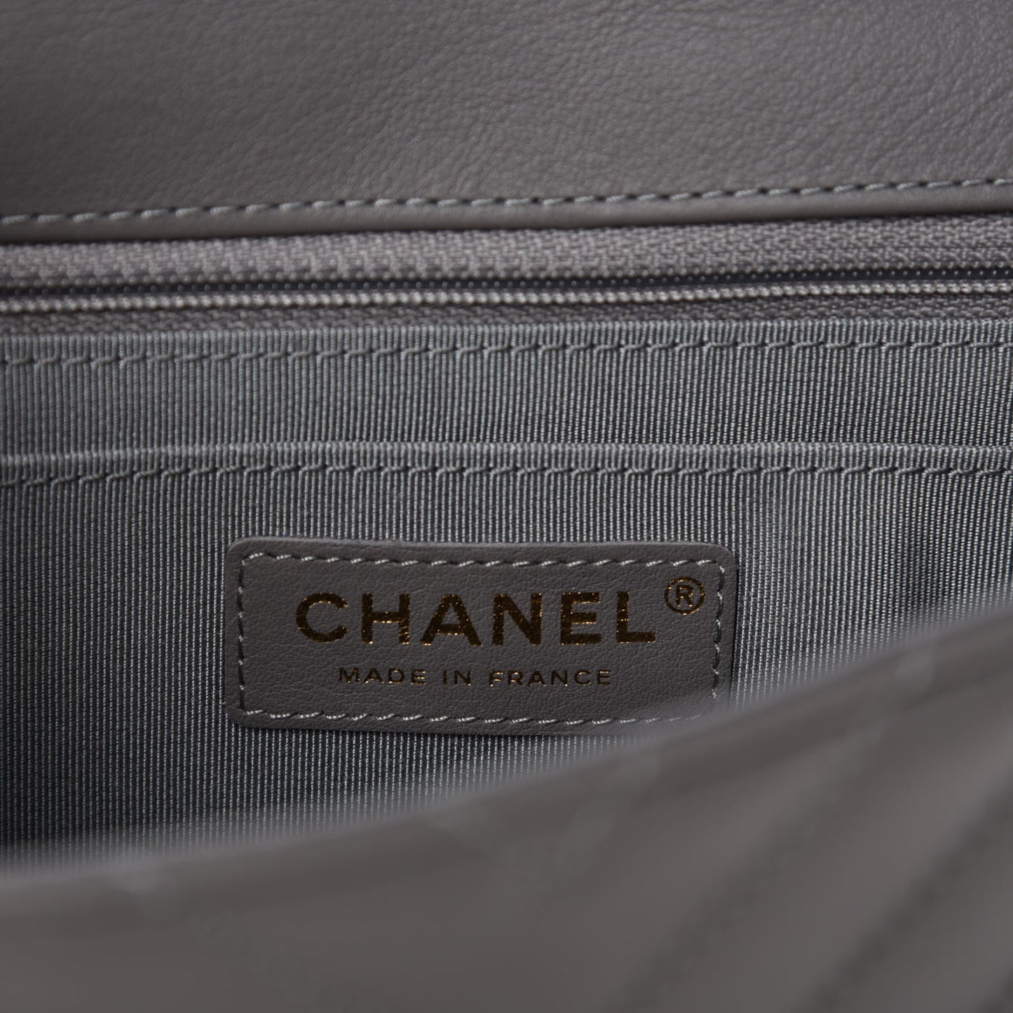 Calfskin Chevron Quilted Mini Statement Flap Grey