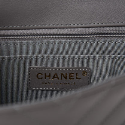Chanel Calfskin Chevron Quilted Mini Statement Flap Grey 8 of 11