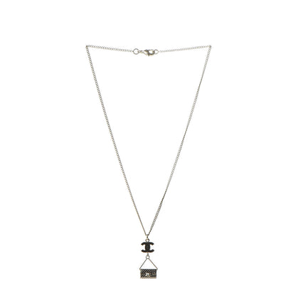 Chanel Enamel Pearl CC Bag Drop Necklace Black Gold 3 of 6