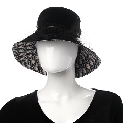 Christian Dior Patent Teddy-D Bob Bucket Hat with Veil 56 Black 2 of 8