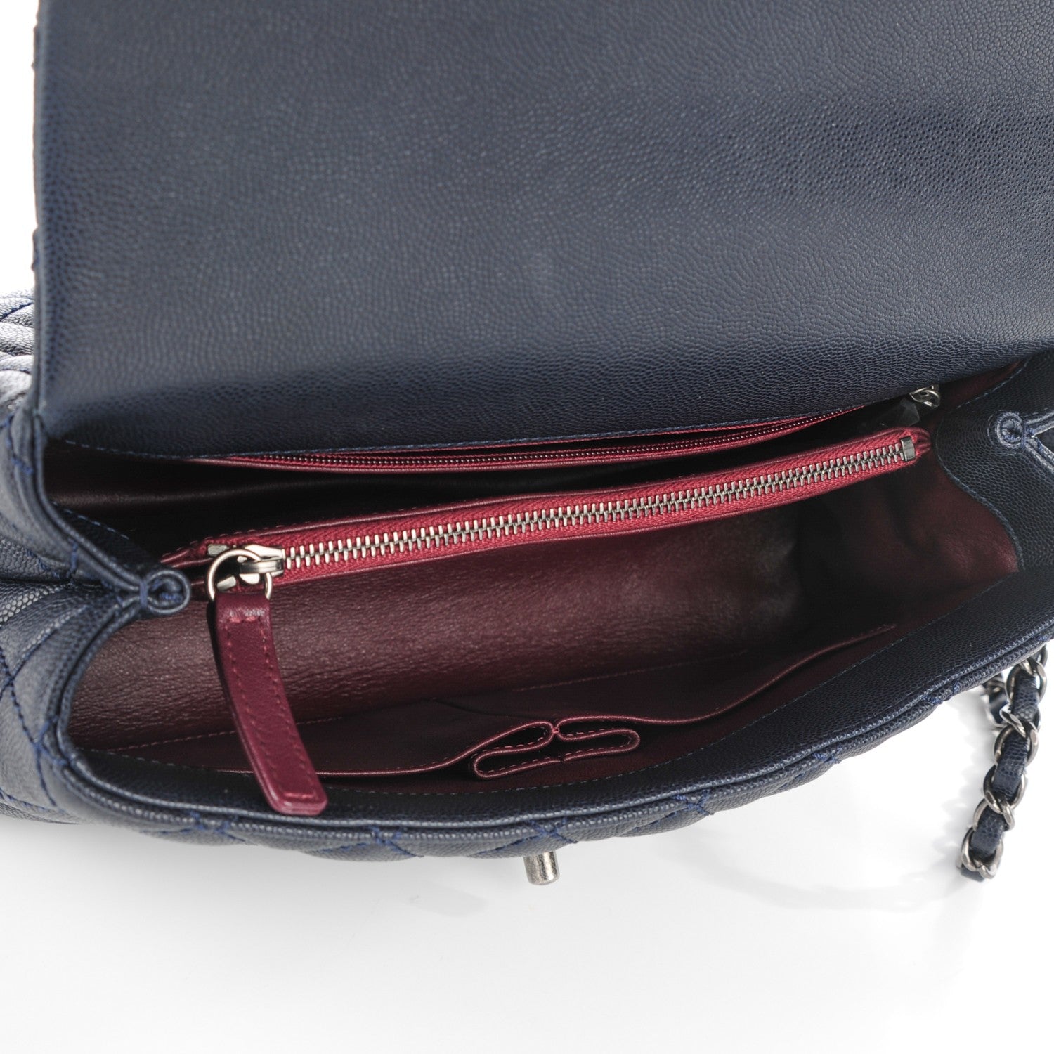Chanel Caviar Lizard Quilted Small Coco Handle Flap Navy 9 of 9