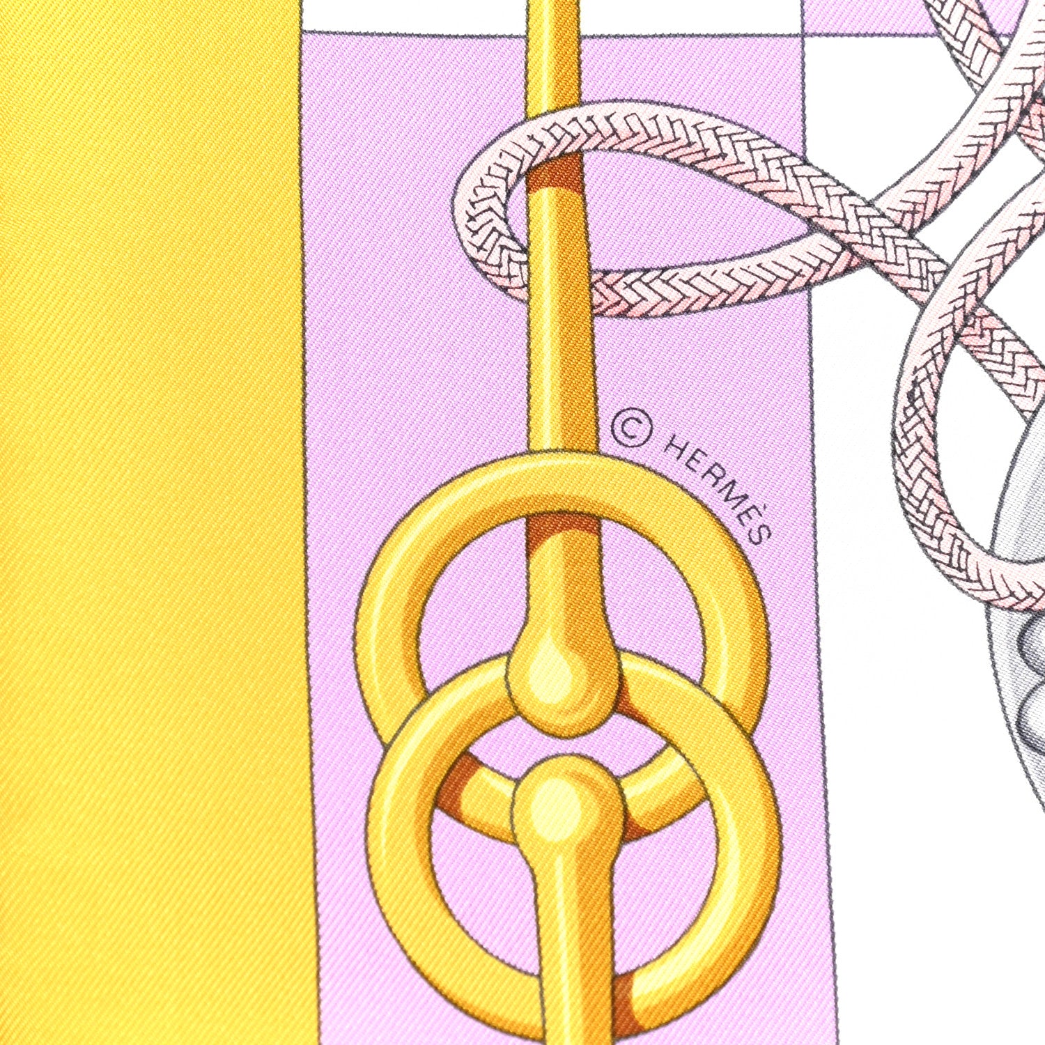 Hermes Silk Cliquetis Scarf 90 Jaune Soleil Parme 2 of 4