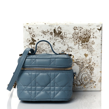 Christian Dior Lambskin Cannage Micro Lady Dior Vanity Case Blue 9 of 9
