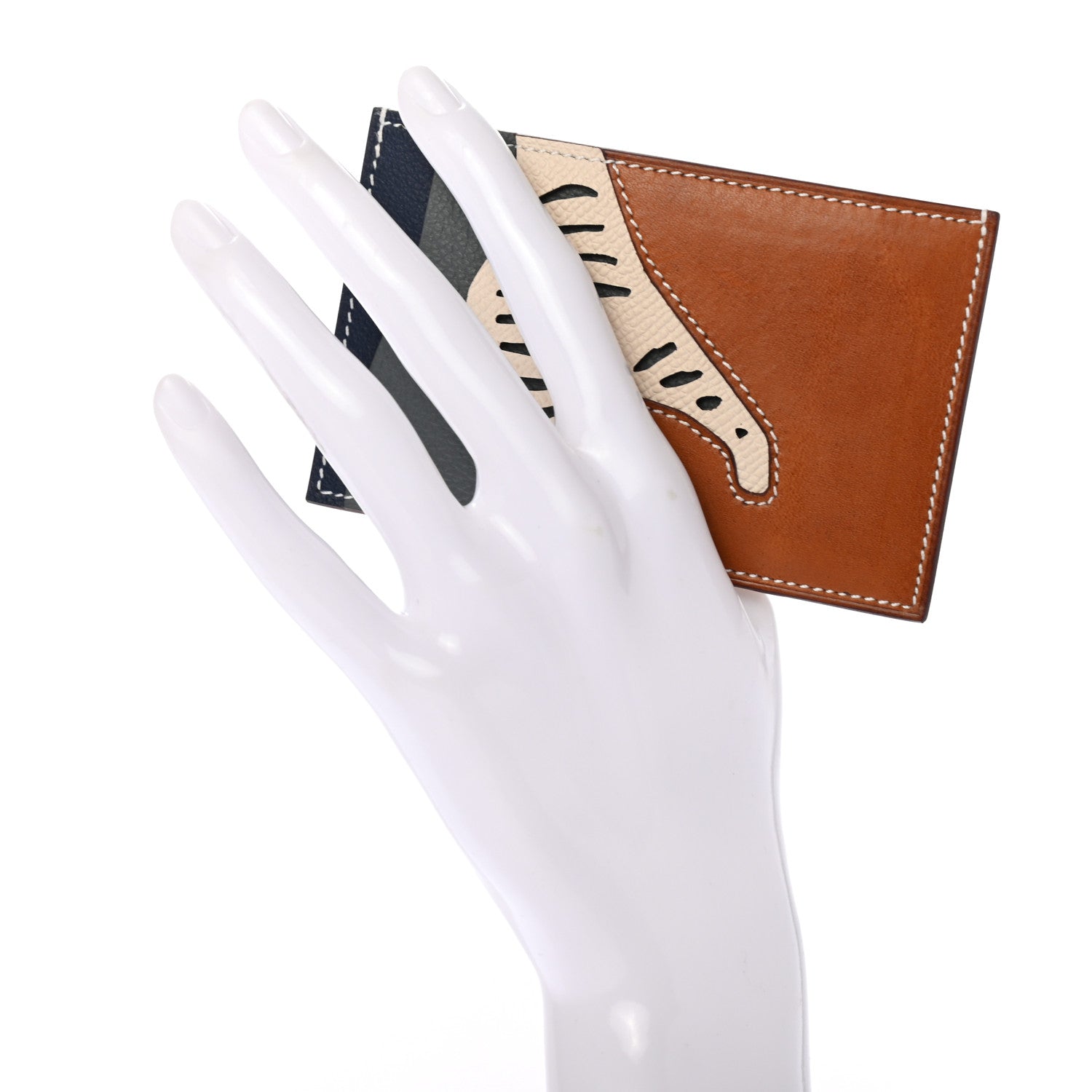 Hermes Epsom Barenia Evercolor Rooroo 3CC Card Holder Fauve Craie Bleu De Malte 2 of 6