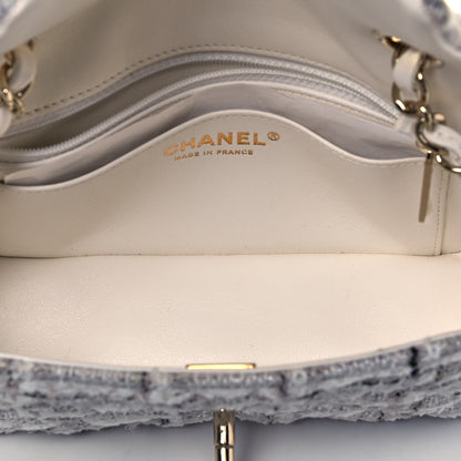 Chanel Tweed Quilted Mini Rectangular Flap White Grey 4 of 8