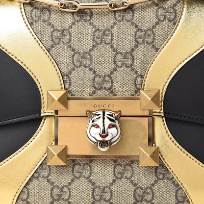 Gucci GG Supreme Monogram Small Osiride Top Handle Bag Black Gold 9 of 11
