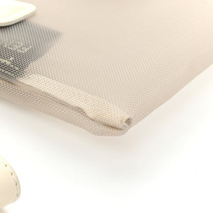 Fendi Mesh Vitello King Logo Embroidered Large Flat Pouch Sabbia White Ice 8 of 11