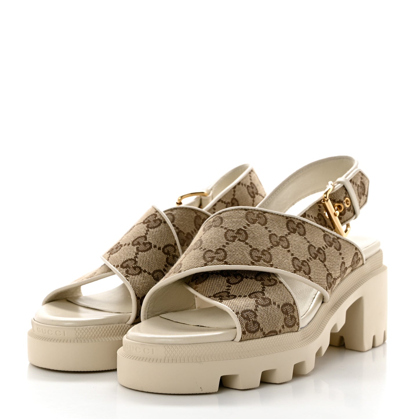 Monogram Granada Kid Trip 40/72mm Lug Sole Sandals 38.5 Beige Ebony Mystic White