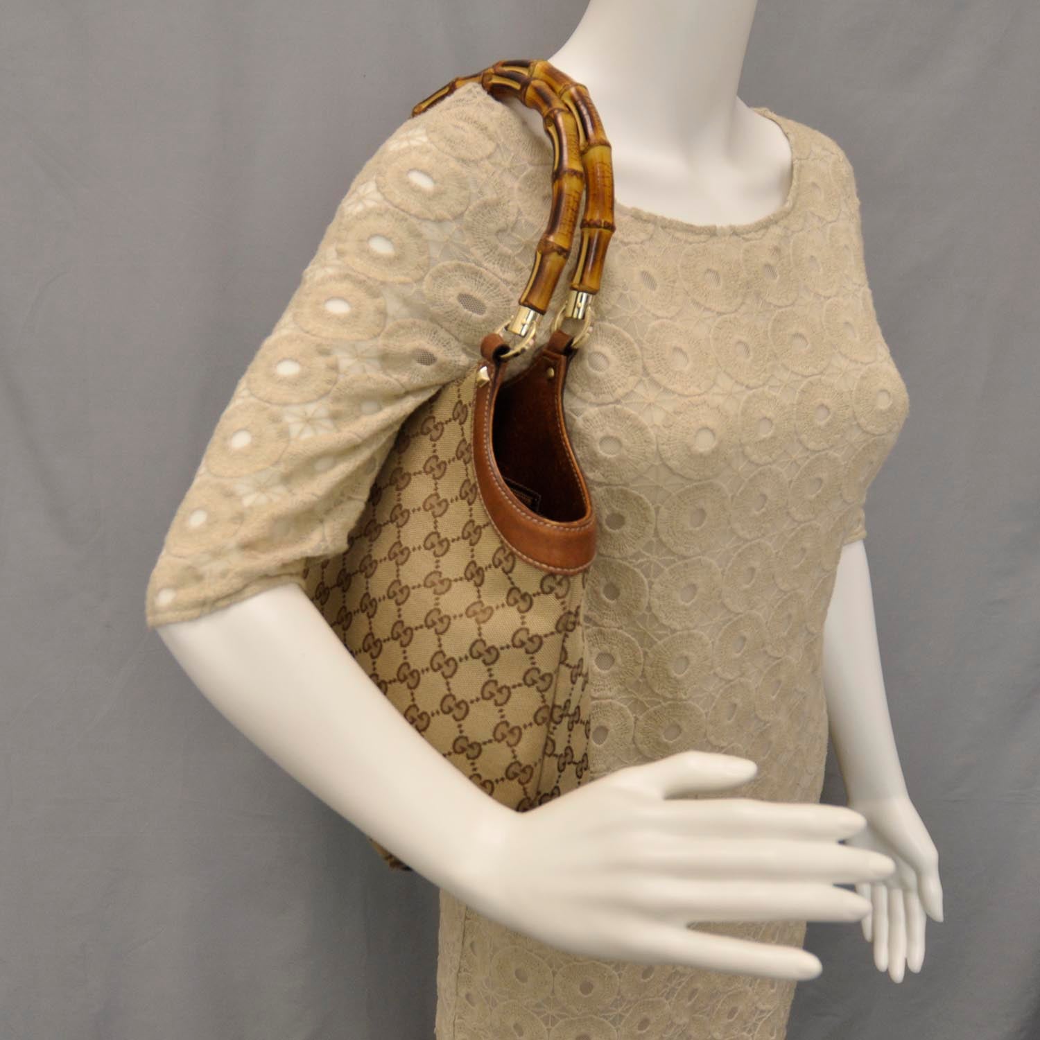 Gucci Monogram Bamboo Handle Bag 2 of 7