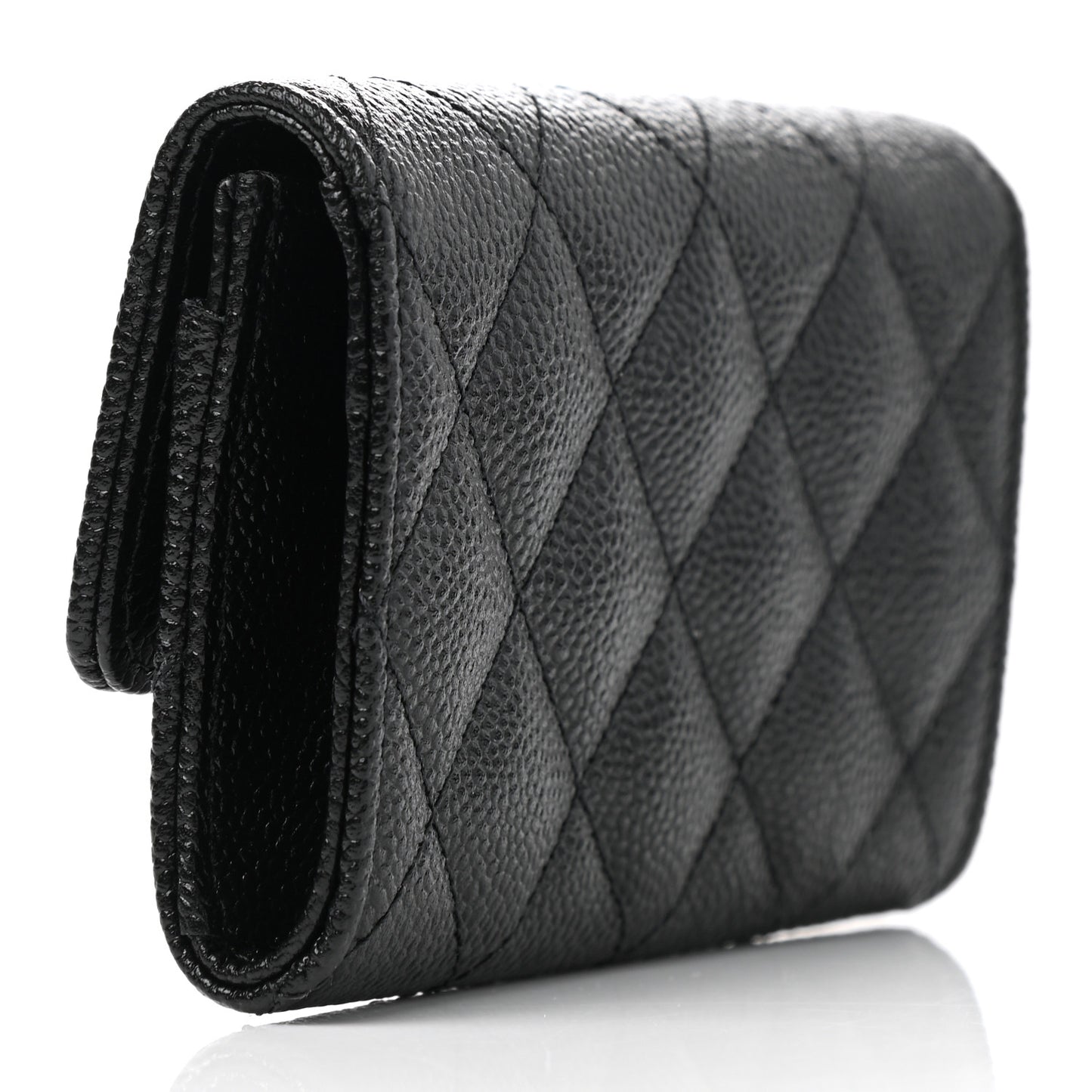 CHANEL Caviar Quilted Chain CC Flap Card Holder Black