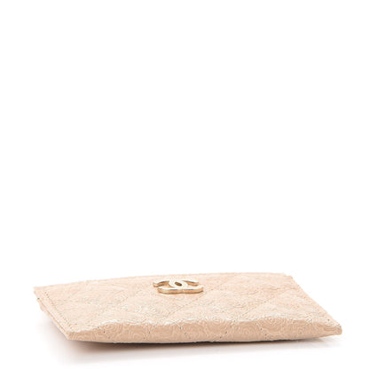 Chanel Camellia Calfskin Embossed Quilted Card Holder Beige 4 of 9