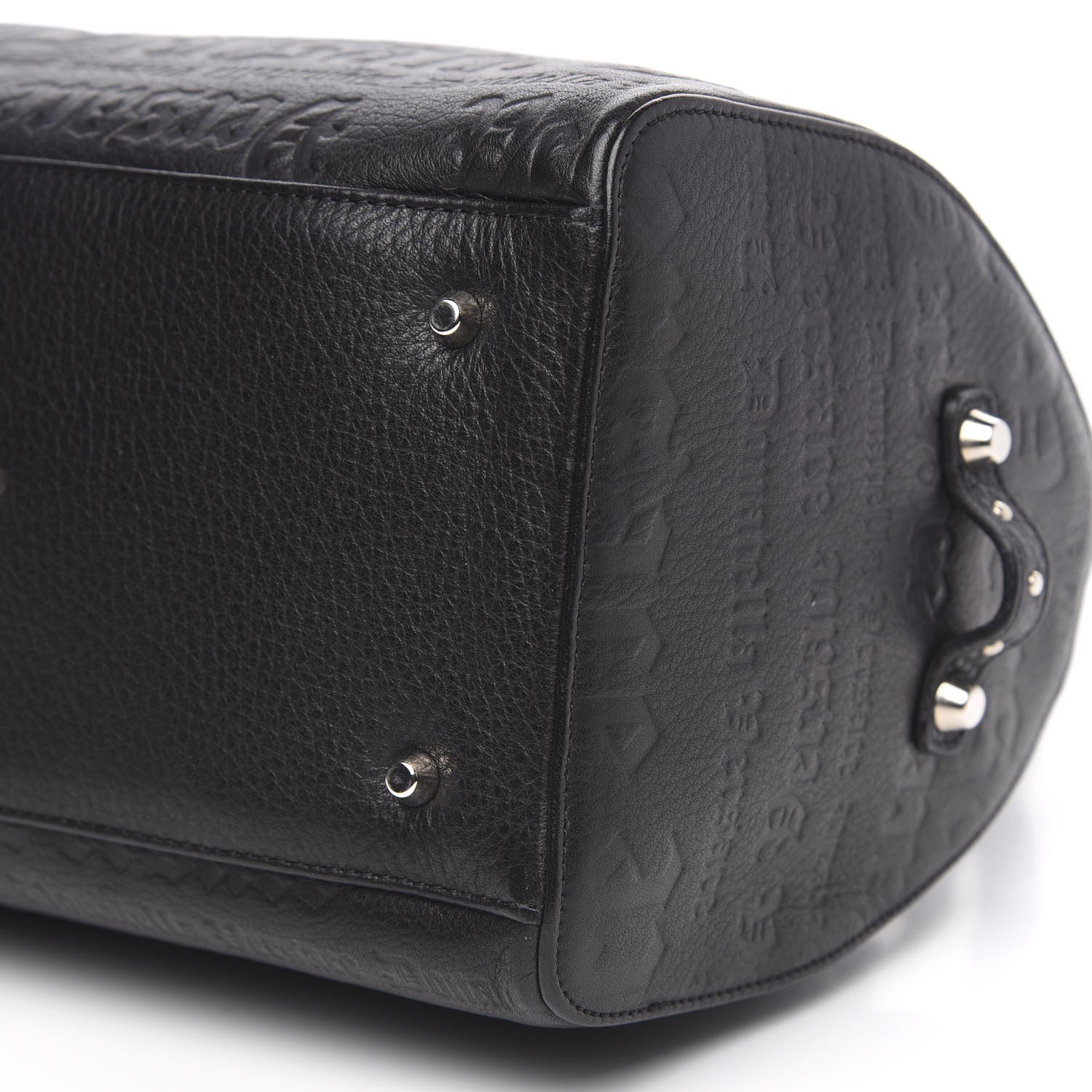 Versace Calfskin Studded Logo Embossed Satchel Black 8 of 9