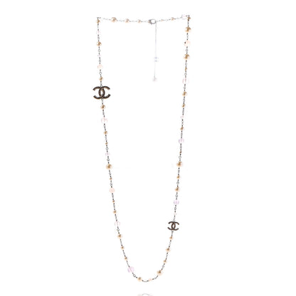 Chanel Pearl Beaded Enamel CC Long Necklace Gold 3 of 11