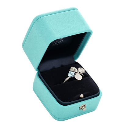 Tiffany Platinum Diamond Aquamarine Paper Flowers Ring 54 7 6 of 6