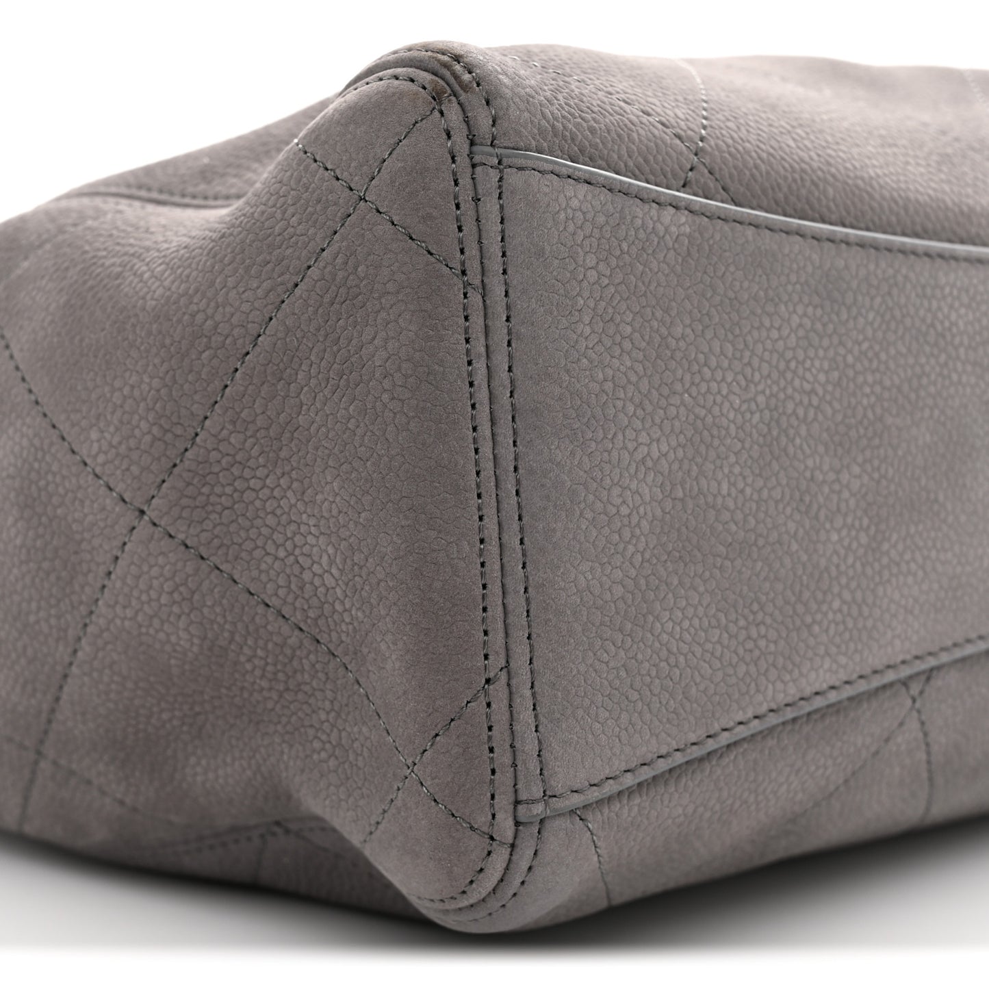 Grained Nubuck Caviar Quilted Large Shopping Bag Grey