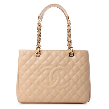 Chanel Caviar Quilted Grand Shopping Tote GST Beige 1 of 12