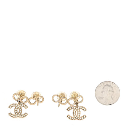 Chanel Metal Pearl CC Coco Climber Clip On Earrings Gold 2 of 4