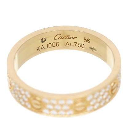 Cartier 18K Yellow Gold Diamond 4mm LOVE Wedding Paved Band Ring 56 7.75 4 of 5