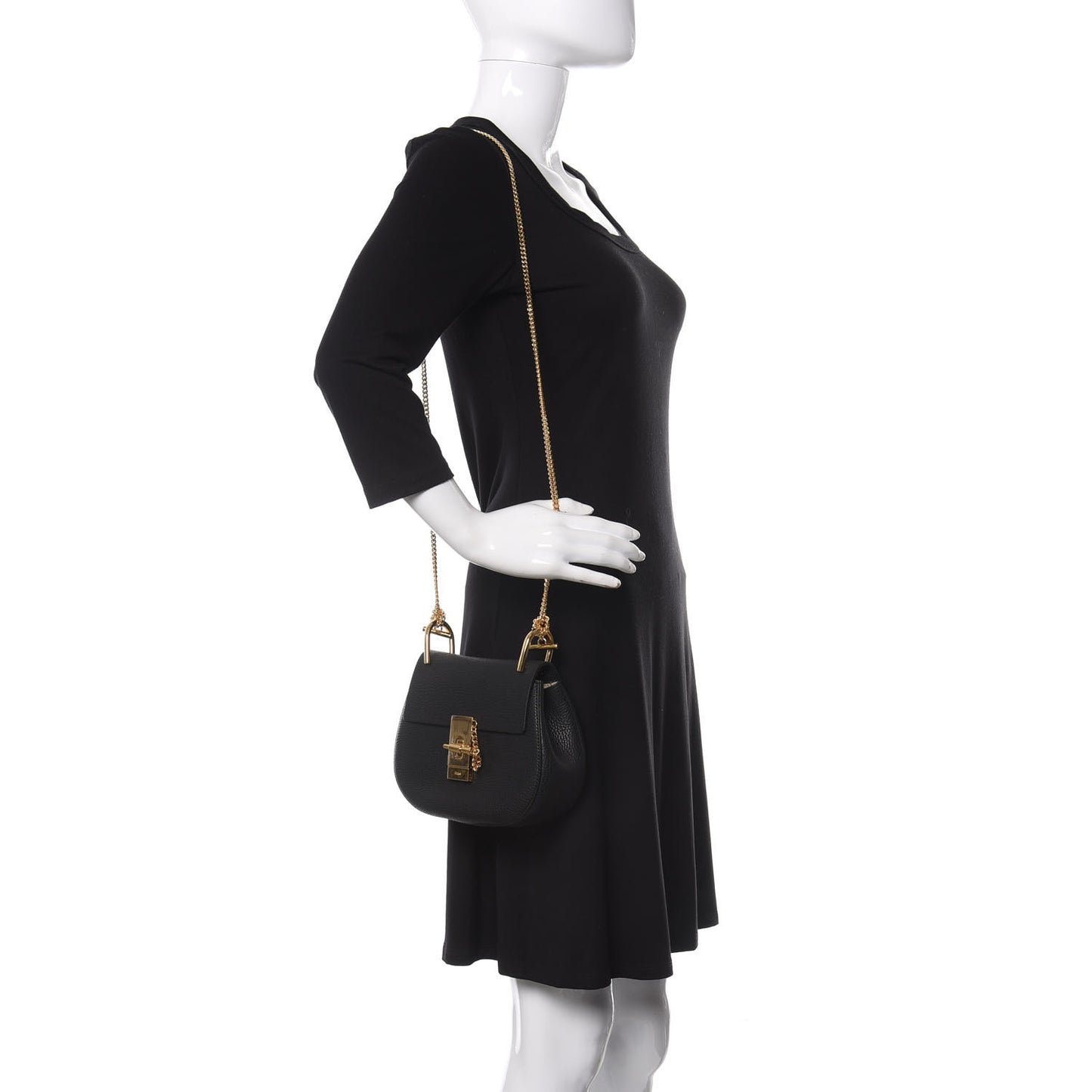 Grained Lambskin Mini Drew Shoulder Bag Black