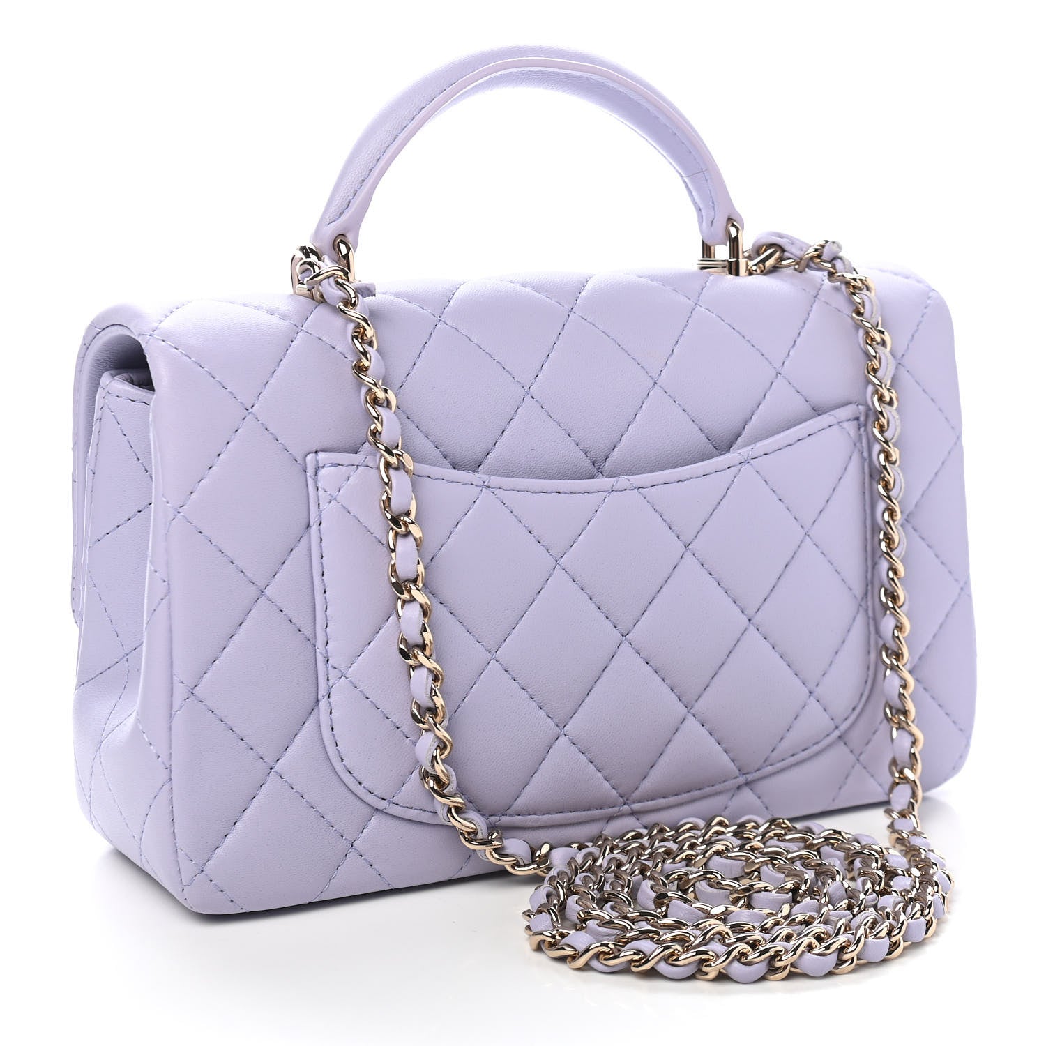 Chanel Lambskin Quilted Mini Top Handle Rectangular Flap Light Purple 2 of 9