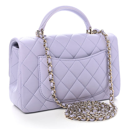 Chanel Lambskin Quilted Mini Top Handle Rectangular Flap Light Purple 2 of 9