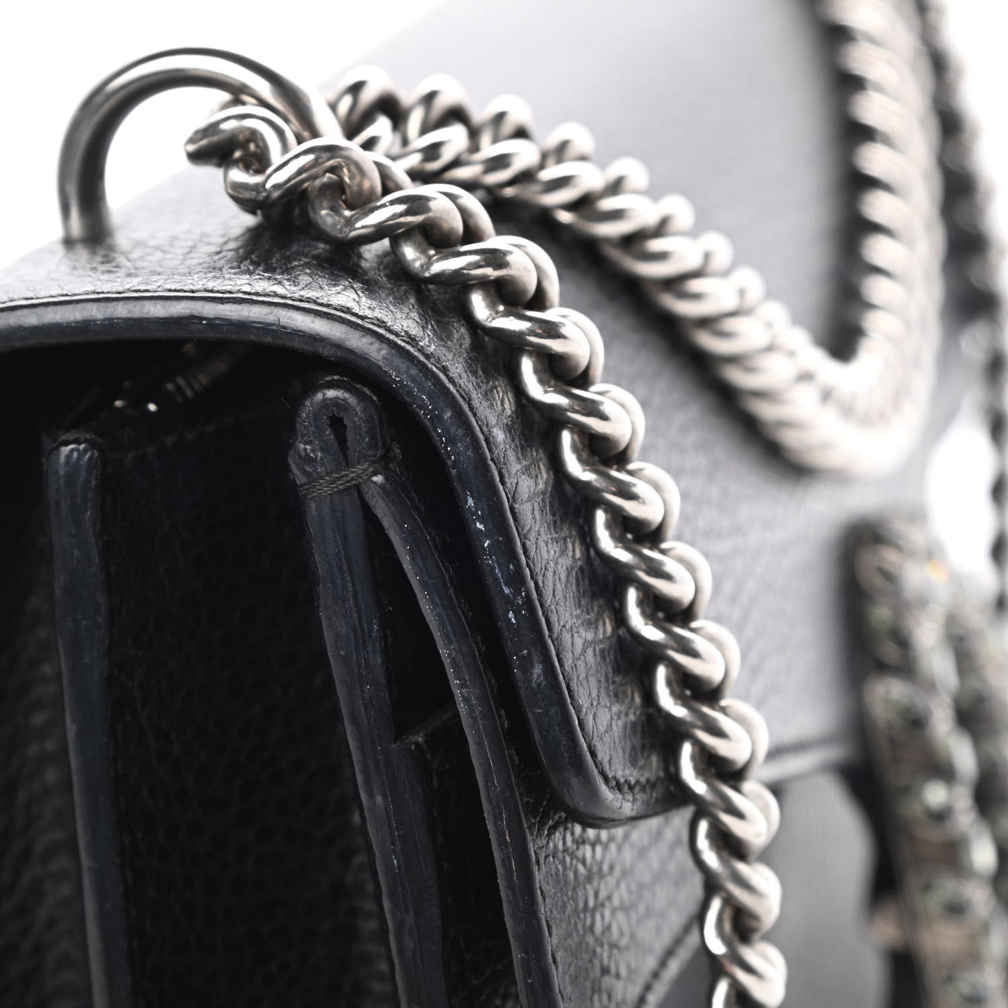 Pebbled Calfskin Small Dionysus Shoulder Bag Black