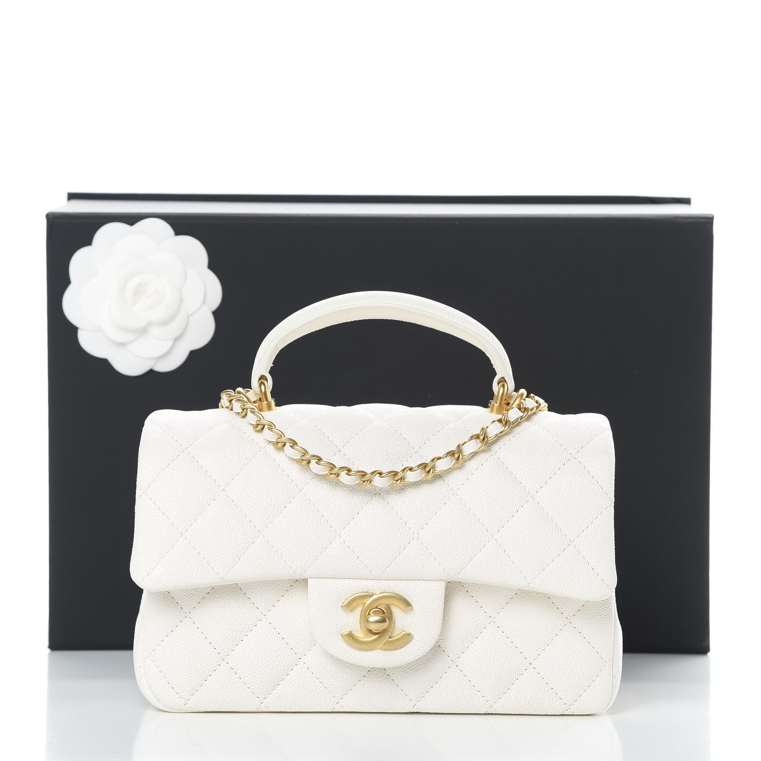 Chanel Caviar Quilted Mini Top Handle Rectangular Flap White 11 of 11