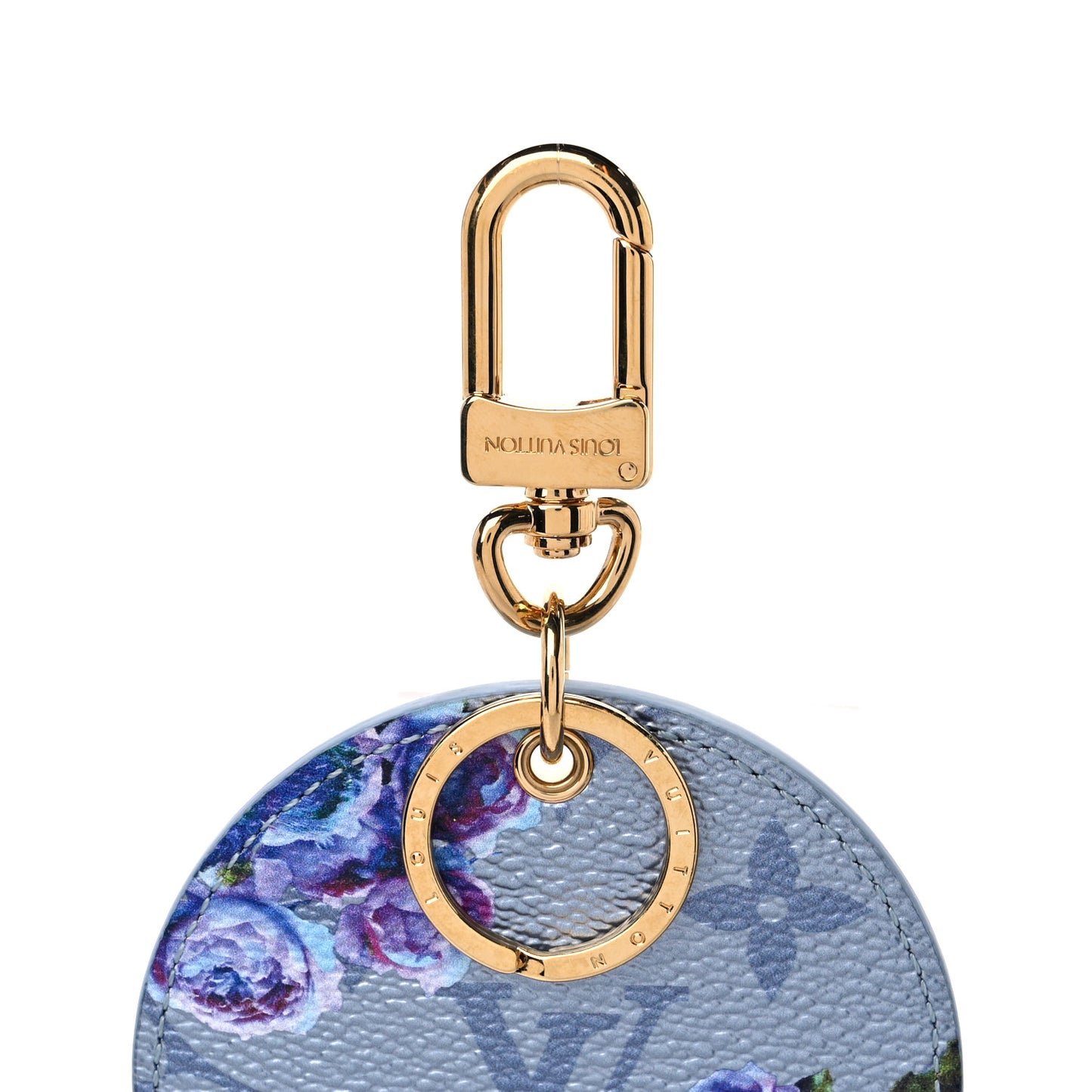 Metallic Monogram LV Garden Illustre Bag Charm Key Ring Blue