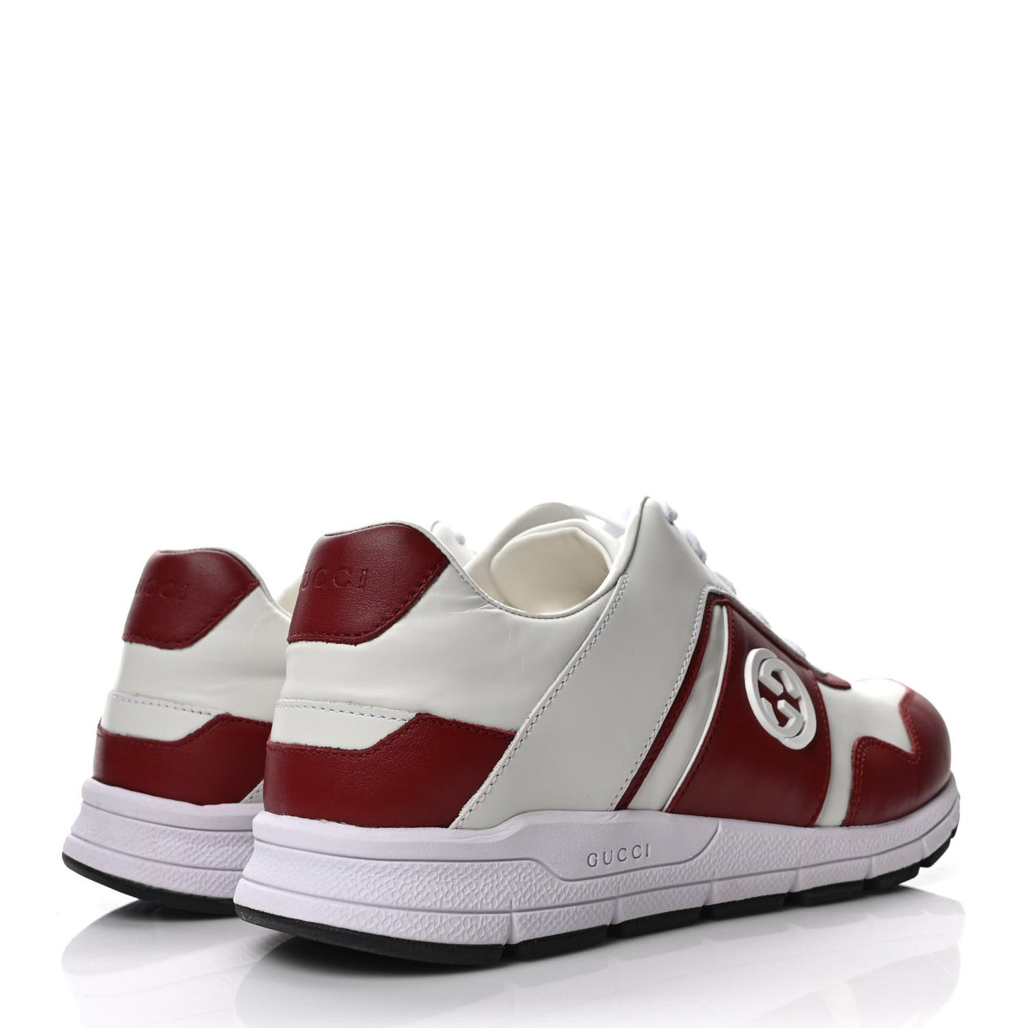 Calfskin Womens Interlocking G Sneakers 38 White Rosso