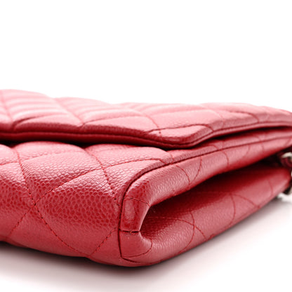 Chanel Caviar Quilted Clutch With Chain Flap Red 10 of 13