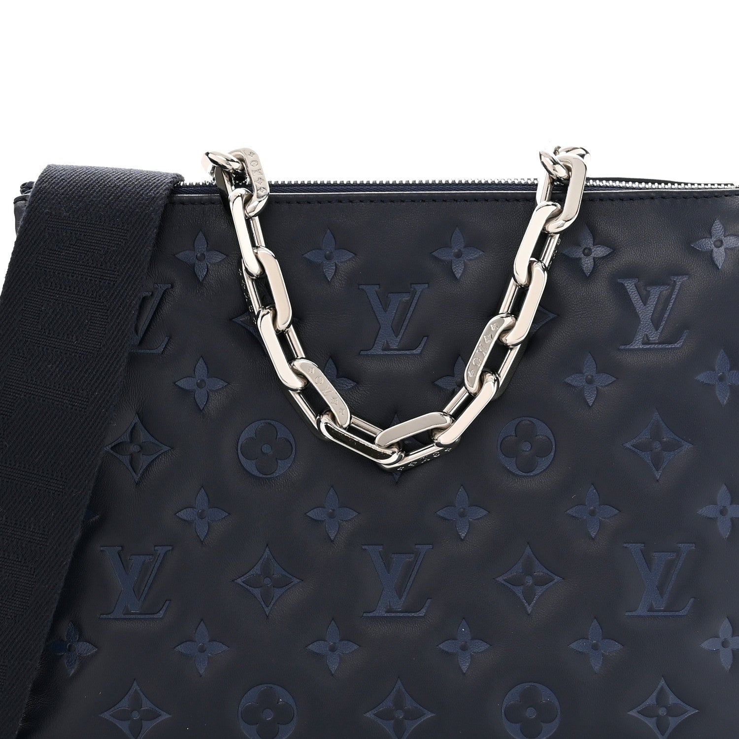 Louis Vuitton Lambskin Embossed Monogram Coussin PM Navy 7 of 12