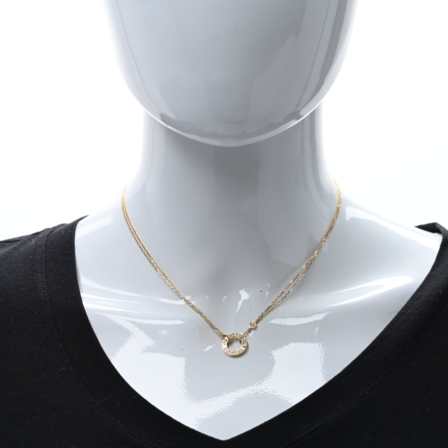 18K Yellow Gold 2 Diamond LOVE Necklace