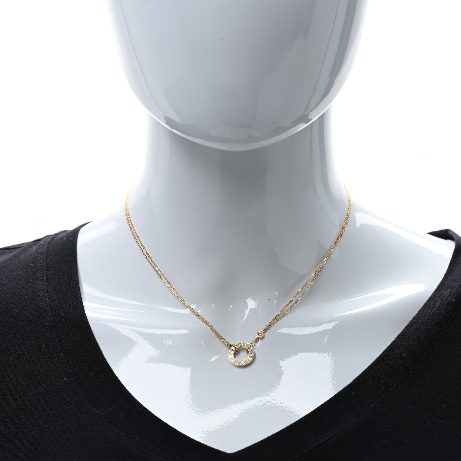 Cartier 18K Yellow Gold 2 Diamond LOVE Necklace 3 of 4