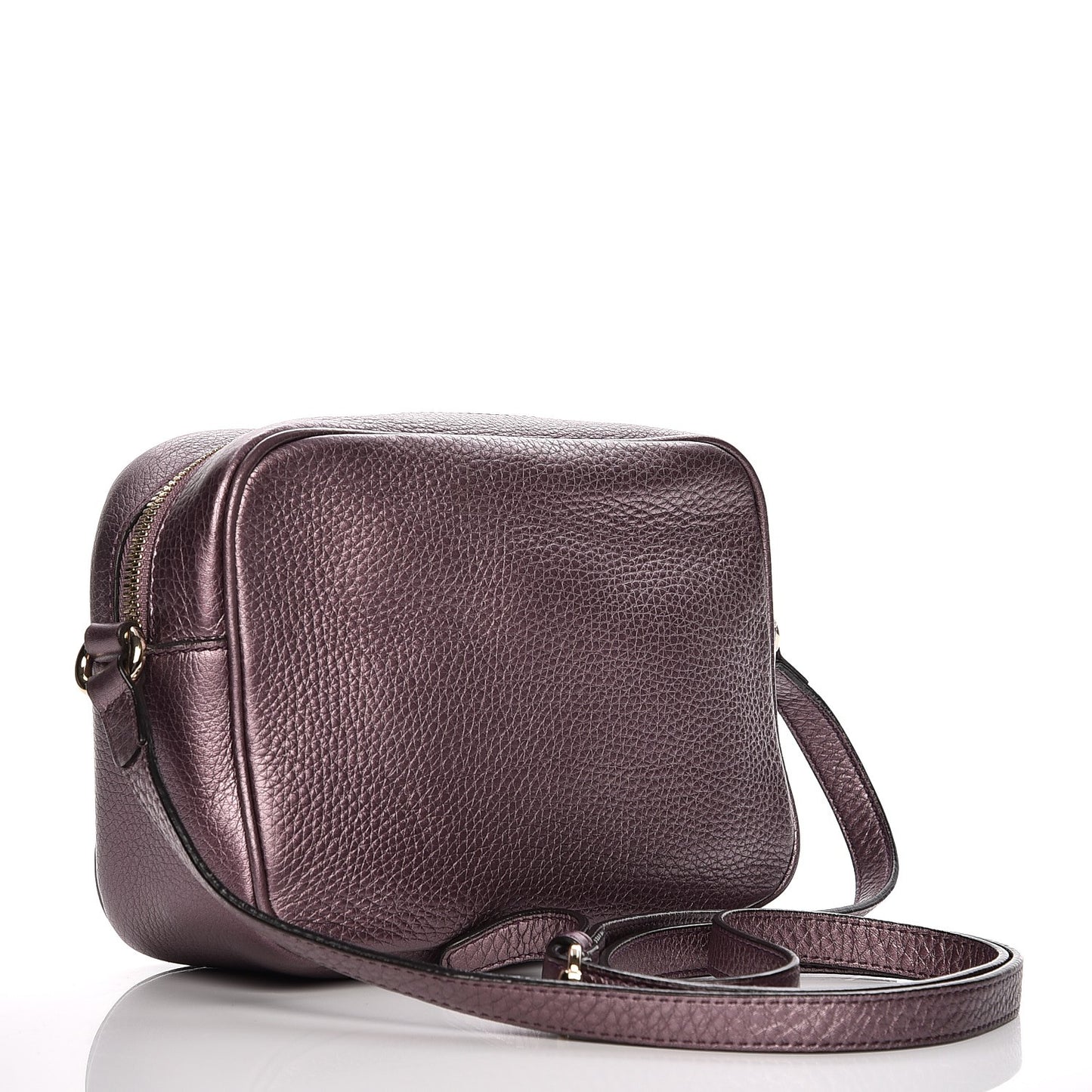 Metallic Pebbled Calfskin Small Soho Disco Bag Purple