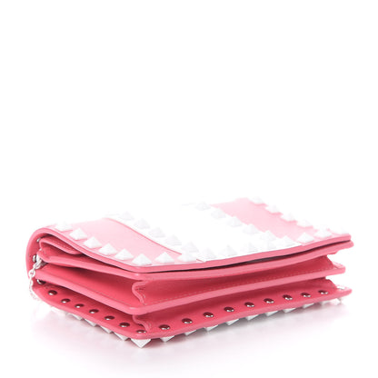 Valentino Garavani Vitello Colorblock Free Rockstud Wallet on Chain Shadow Pink Optic White 3 of 10