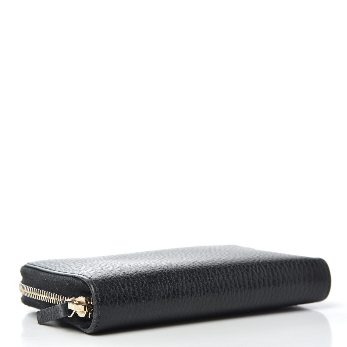 Pebbled Calfskin Zip Around Wallet Black