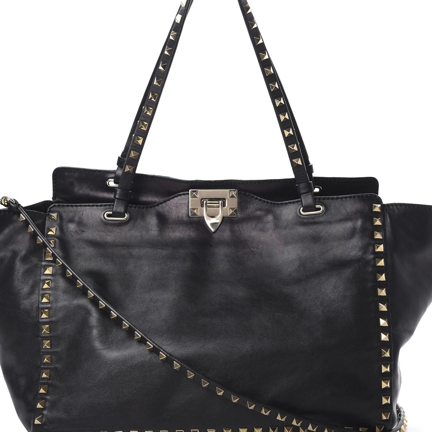 Vitello Medium Rockstud Tote Black