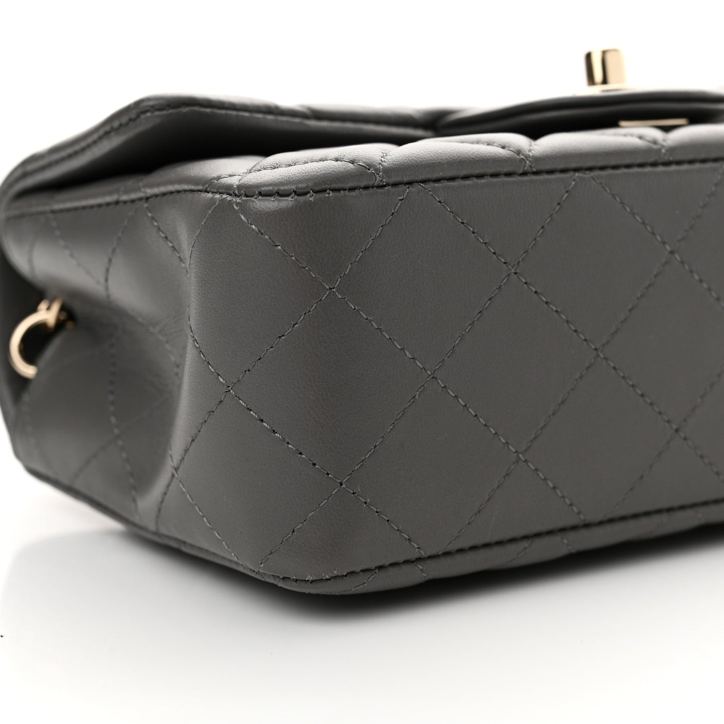 Lambskin Quilted Mini Rectangular Flap Dark Grey
