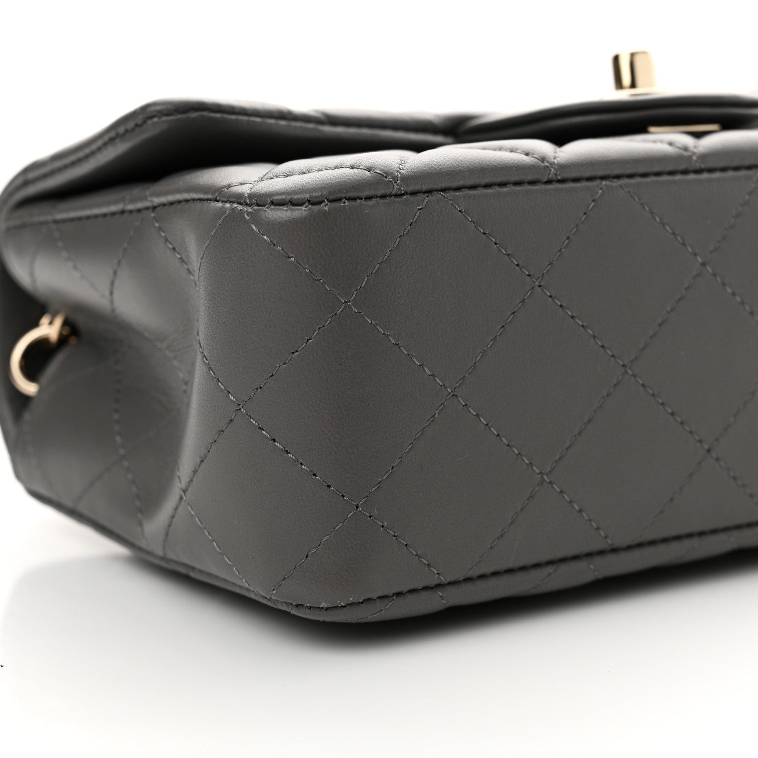 Chanel Lambskin Quilted Mini Rectangular Flap Dark Grey 9 of 11