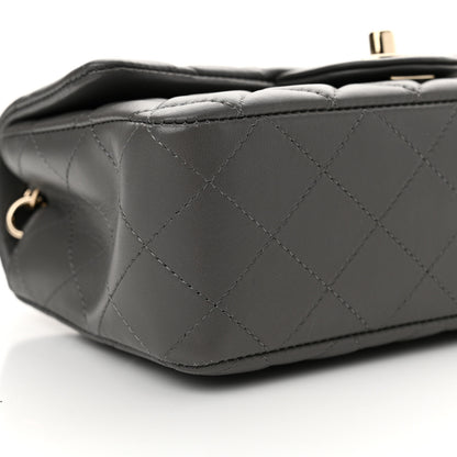 Chanel Lambskin Quilted Mini Rectangular Flap Dark Grey 9 of 11