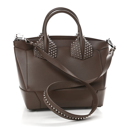 Christian Louboutin Grained Calfskin Studded Large Eloise Satchel Brown 3 of 9
