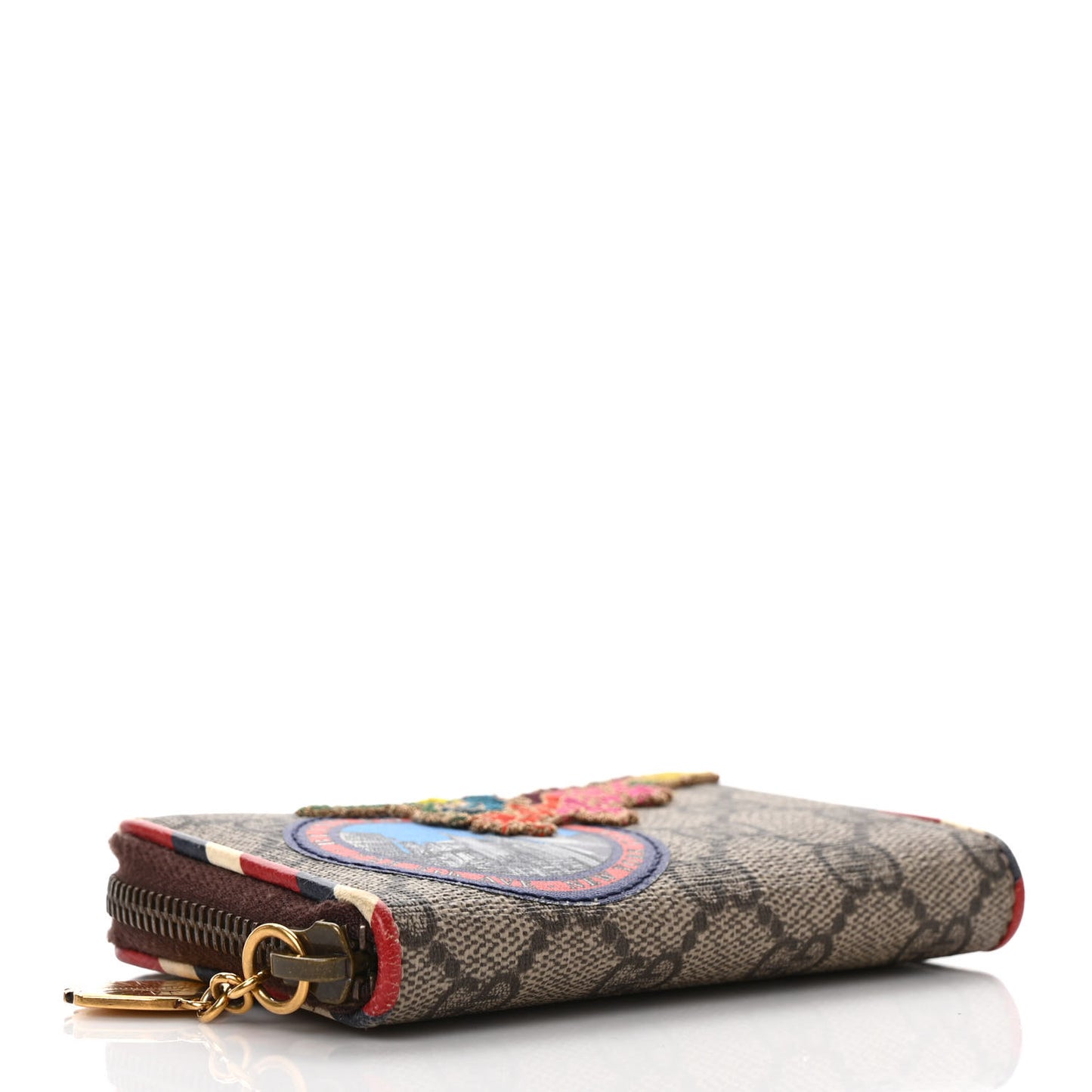 GG Supreme Monogram Night Courrier Embroidered Zip Around Card Case