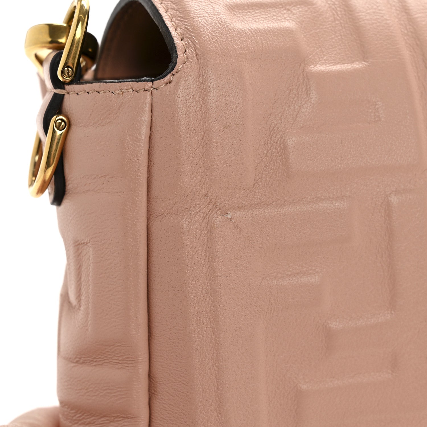 Fendi Nappa FF 1974 Embossed Baguette Rosa Bourbon 12 of 13