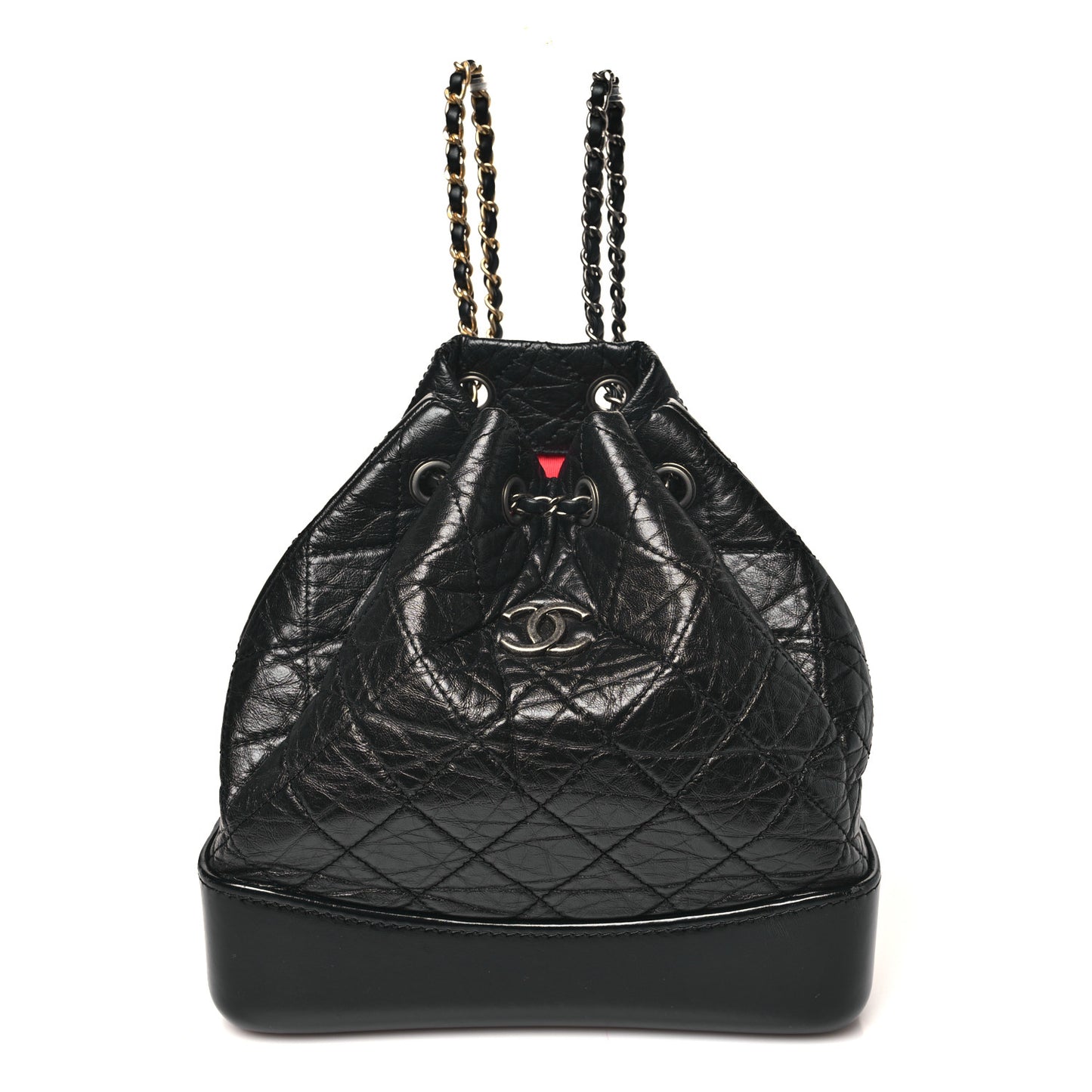 Aged Calfskin Quilted Small Gabrielle Backpack Black