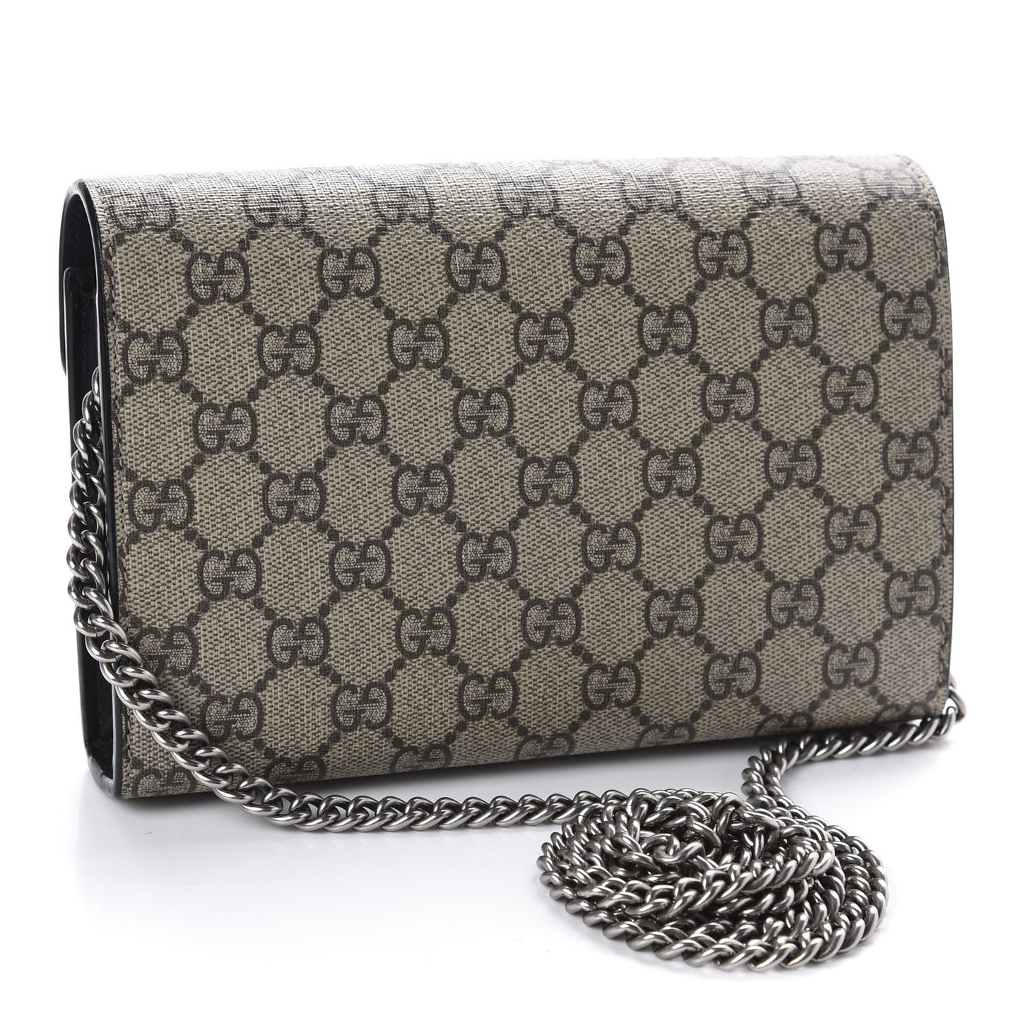 GG Supreme Monogram Mini Dionysus Chain Wallet Beige Black