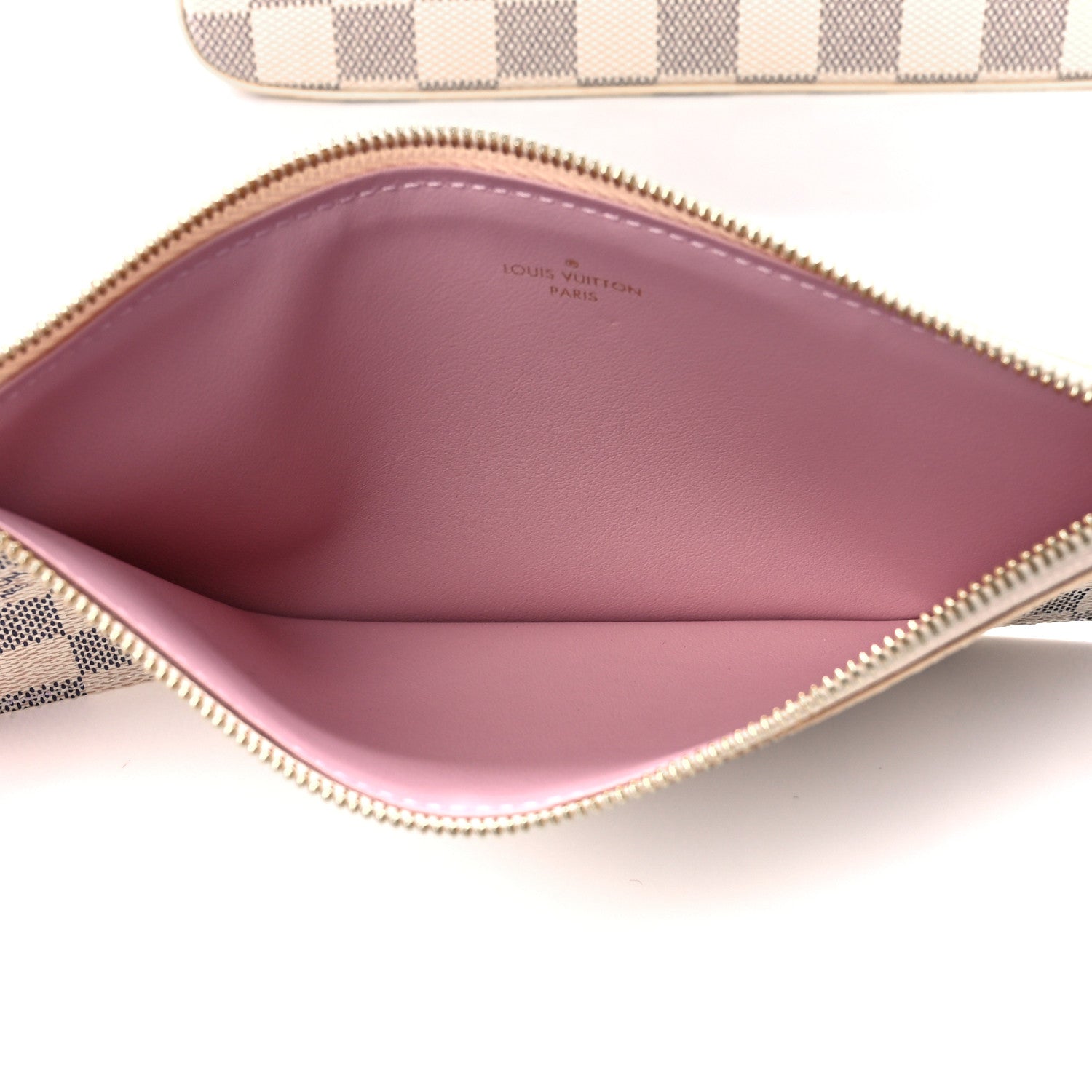 Louis Vuitton Damier Azur Pochette Felicie Chain Wallet Rose Ballerine 7 of 14