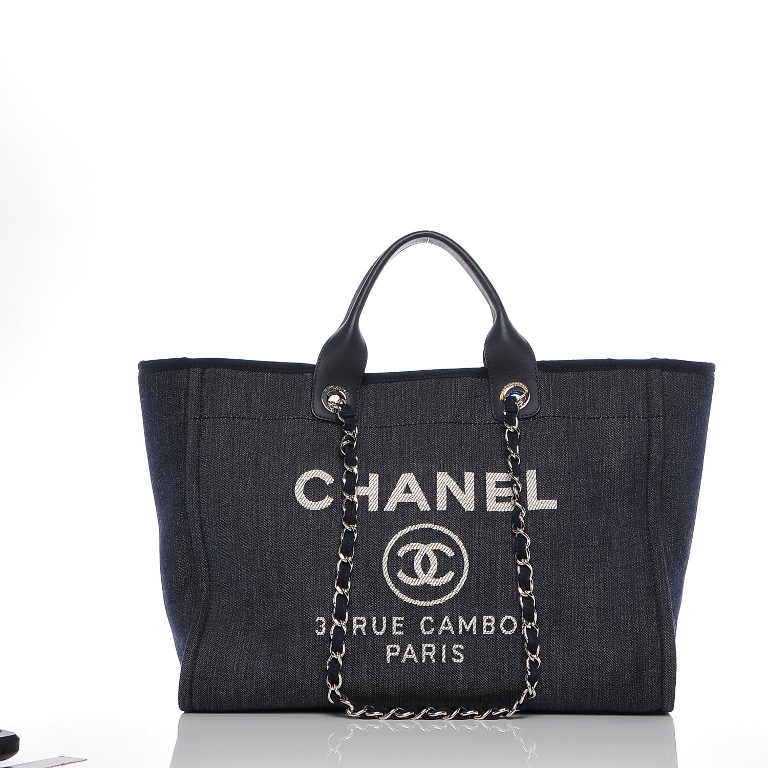 Chanel Canvas Large Deauville Tote Dark Blue 3 of 8