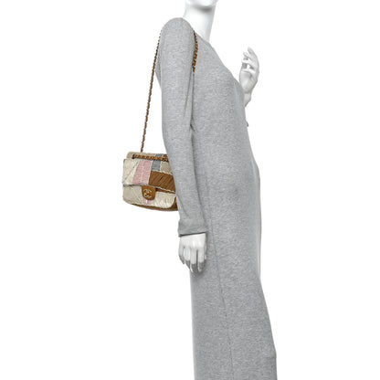 Chanel Metallic Woven Raffia Patchwork Single Flap Gold 2 of 12