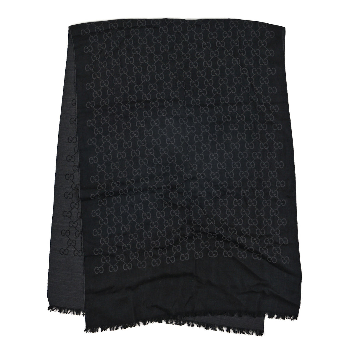 Wool Silk GG Monogram GGNat Scarf Black Anthracite